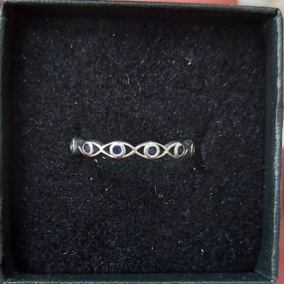 925 Sterling Silver Blue Eye Ring - Picture 7 of 8